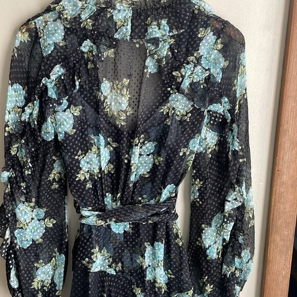 Zimmermann Whitewave Ruffle Wrap Dress In Navy Poppy Floral - Picture 10 of 16